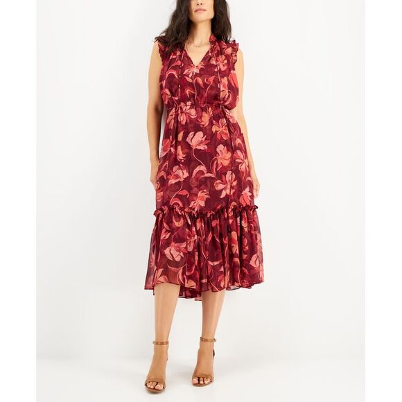 INC International Concepts Womens Floral Print Flutter Sleeve Dress - Picture 1 of 1